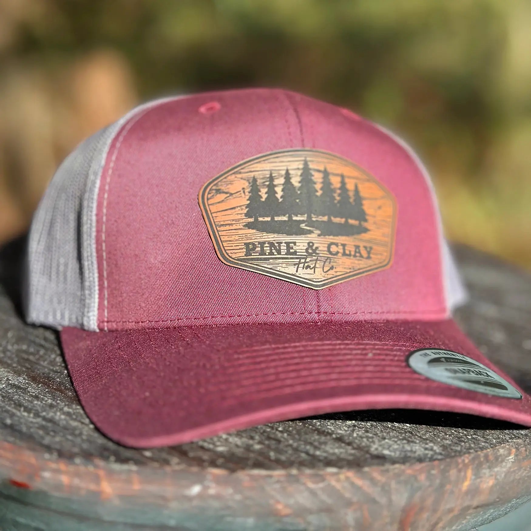 Maroon/Grey - Woodgrain Patch